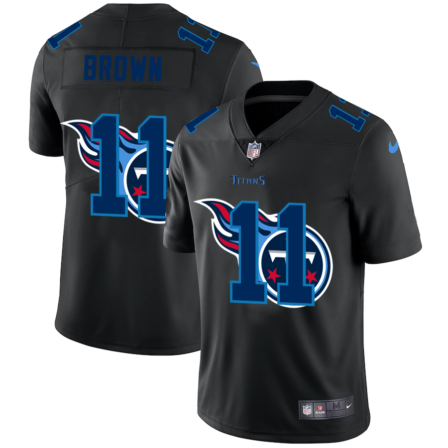 Tennessee Titans #11 A.J. Brown Men's Nike Team Logo Dual Overlap Limited NFL Jersey Black Tennessee Titans #11 A.J. Brown Men's Nike Team Logo Dual Overlap Limited NFL Jersey Black