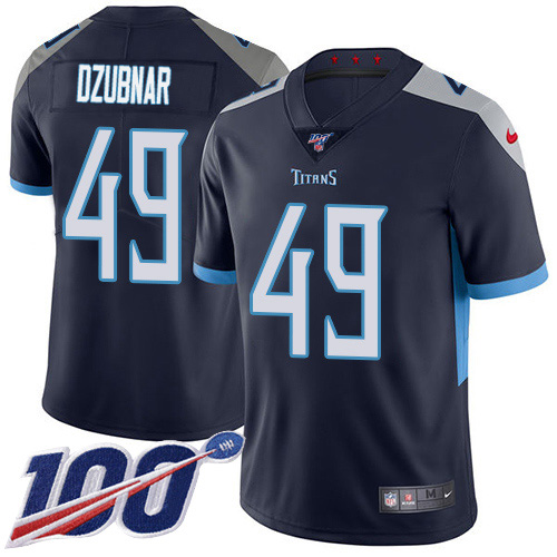Nike Titans #49 Nick Dzubnar Navy Blue Team Color Men's Stitched NFL 100th Season Vapor Untouchable Limited Jersey Nike Titans #49 Nick Dzubnar Navy Blue Team Color Men's Stitched NFL 100th Season Vapor Untouchable Limited Jersey
