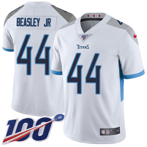 Nike Titans #44 Vic Beasley Jr White Men's Stitched NFL 100th Season Vapor Untouchable Limited Jersey Nike Titans #44 Vic Beasley Jr White Men's Stitched NFL 100th Season Vapor Untouchable Limited Jersey