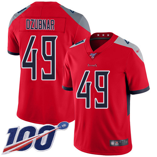 Nike Titans #49 Nick Dzubnar Red Men's Stitched NFL Limited Inverted Legend 100th Season Jersey Nike Titans #49 Nick Dzubnar Red Men's Stitched NFL Limited Inverted Legend 100th Season Jersey