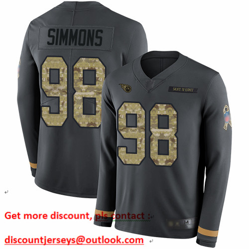 Titans #98 Jeffery Simmons Anthracite Salute to Service Men's Stitched Football Limited Therma Long Sleeve Jersey Titans #98 Jeffery Simmons Anthracite Salute to Service Men's Stitched Football Limited Therma Long Sleeve Jersey