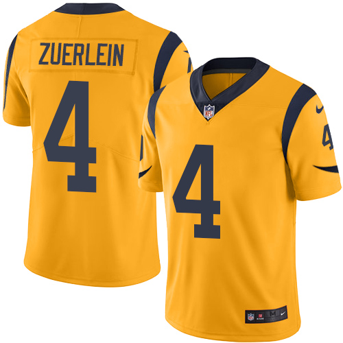 Nike Rams #4 Greg Zuerlein Gold Men's Stitched NFL Limited Rush Jersey Nike Rams #4 Greg Zuerlein Gold Men's Stitched NFL Limited Rush Jersey