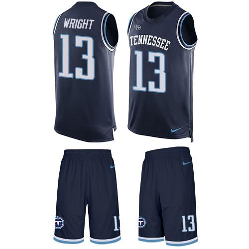 Nike Titans #13 Kendall Wright Navy Blue Alternate Men's Stitched NFL Limited Tank Top Suit Jersey Nike Titans #13 Kendall Wright Navy Blue Alternate Men's Stitched NFL Limited Tank Top Suit Jersey