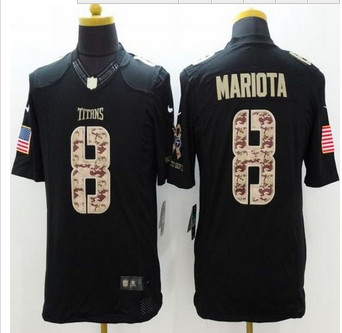 New Titans #8 Marcus Mariota Black Men's Stitched NFL Limited Salute to Service Jersey