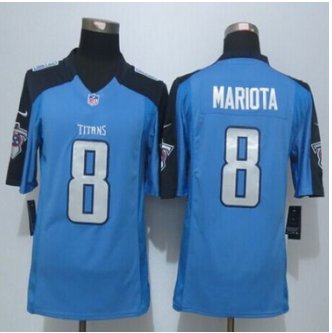 New Tennessee Titans #8 Marcus Mariota Light Blue Team Color Men's Stitched NFL Limited Jersey