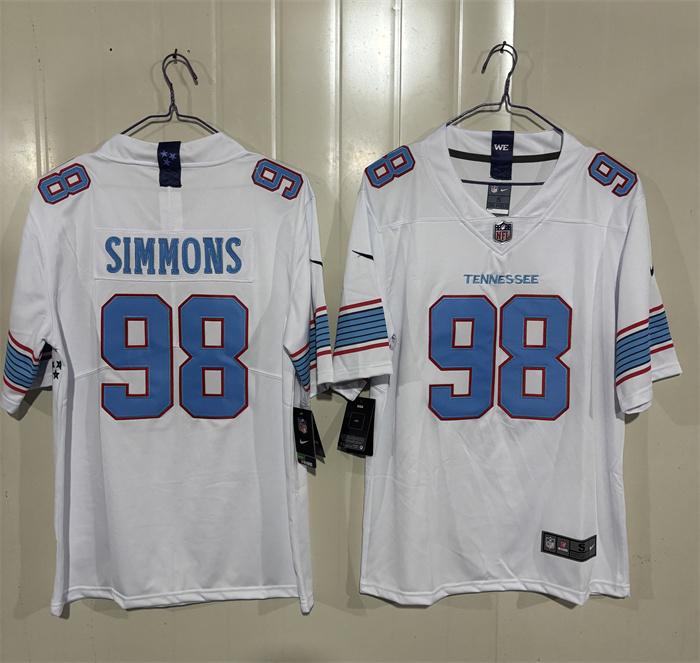 Men's Tennessee Titans #98 Jeffery Simmons White 2026 Vapor Limited Stitched Football Jersey