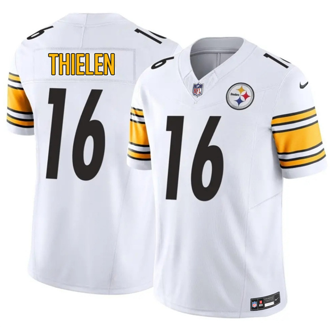 Men's Pittsburgh Steelers #16 Adam Thielen White 2025 F.U.S.E. Vapor Limited Stitched Football Jersey Men's Pittsburgh Steelers #16 Adam Thielen White 2025 F.U.S.E. Vapor Limited Stitched Football Jersey