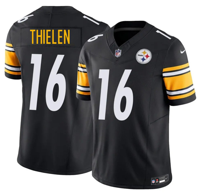 Men's Pittsburgh Steelers #16 Adam Thielen Black 2025 F.U.S.E. Vapor Limited Stitched Football Jersey Men's Pittsburgh Steelers #16 Adam Thielen Black 2025 F.U.S.E. Vapor Limited Stitched Football Jersey