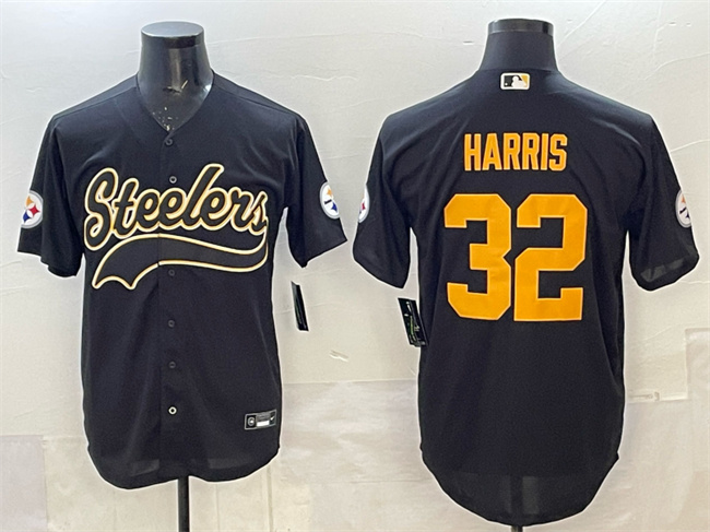 Men's Pittsburgh Steelers #32 Franco Harris Black Cool Base Stitched Baseball Jersey Men's Pittsburgh Steelers #32 Franco Harris Black Cool Base Stitched Baseball Jersey