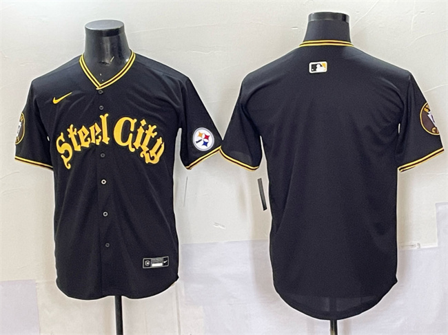 Men's Pittsburgh Steelers Blank Black 412 Patch Vapor Premier Limited Stitched Baseball Jersey Men's Pittsburgh Steelers Blank Black 412 Patch Vapor Premier Limited Stitched Baseball Jersey