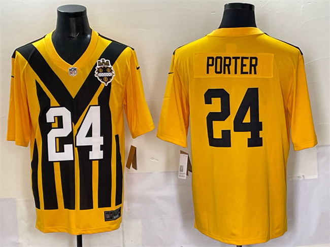 Men's Pittsburgh Steelers #24 Joey Porter Jr. Gold 1933 Throwback Alternate Stitched Football Jersey Men's Pittsburgh Steelers #24 Joey Porter Jr. Gold 1933 Throwback Alternate Stitched Football Jersey