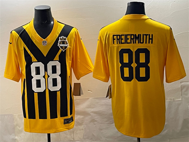 Men's Pittsburgh Steelers #88 Pat Freiermuth Gold 1933 Throwback Alternate Stitched Football Jersey Men's Pittsburgh Steelers #88 Pat Freiermuth Gold 1933 Throwback Alternate Stitched Football Jersey