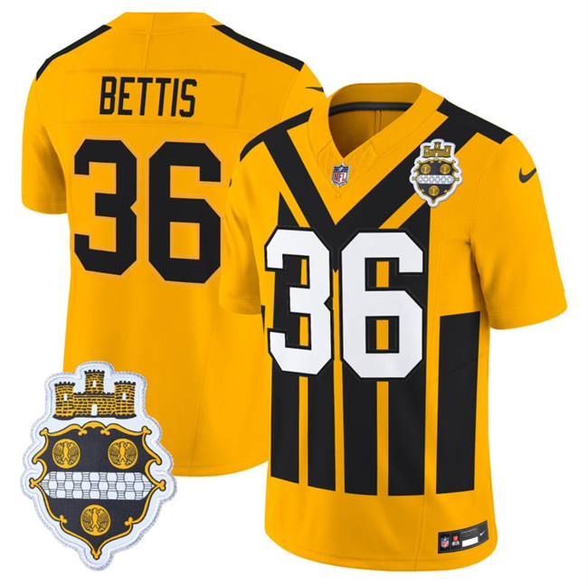 Men's Pittsburgh Steelers #36 Jerome Bettis Gold 1933 F.U.S.E. Throwback Alternate Football Stitched Football Jersey Men's Pittsburgh Steelers #36 Jerome Bettis Gold 1933 F.U.S.E. Throwback Alternate Football Stitched Football Jersey