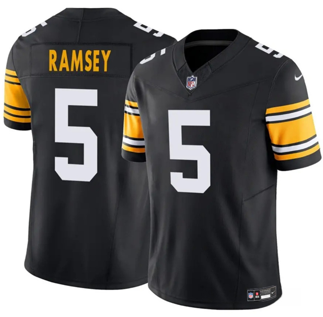 Men's Pittsburgh Steelers #5 Jalen Ramsey Black 2025 F.U.S.E. Alternate Vapor Untouchable Limited Stitched Jersey Men's Pittsburgh Steelers #5 Jalen Ramsey Black 2025 F.U.S.E. Alternate Vapor Untouchable Limited Stitched Jersey