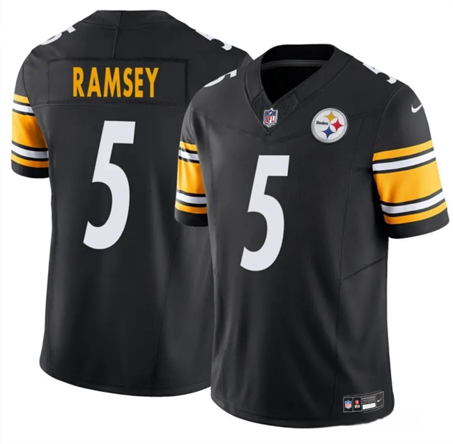 Men's Pittsburgh Steelers #5 Jalen Ramsey Black 2025 F.U.S.E. Vapor Untouchable Limited Stitched Jersey Men's Pittsburgh Steelers #5 Jalen Ramsey Black 2025 F.U.S.E. Vapor Untouchable Limited Stitched Jersey