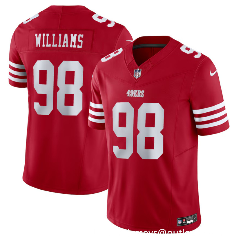Men's San Francisco 49ers #98 Mykel Williams Red 2025 Draft F.U.S.E. Vapor Untouchable Limited Stitched Football Jersey Men's San Francisco 49ers #98 Mykel Williams Red 2025 Draft F.U.S.E. Vapor Untouchable Limited Stitched Football Jersey