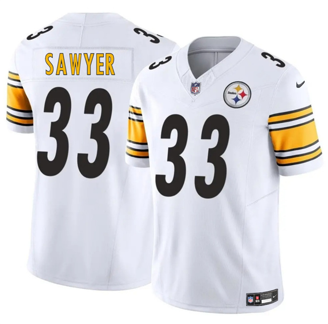 Men's Pittsburgh Steelers #33 Jack Sawyer White 2025 Draft F.U.S.E. Vapor Limited Stitched Football Jersey Men's Pittsburgh Steelers #33 Jack Sawyer White 2025 Draft F.U.S.E. Vapor Limited Stitched Football Jersey