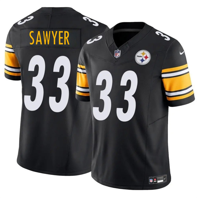Men's Pittsburgh Steelers #33 Jack Sawyer Black 2025 Draft F.U.S.E. Vapor Limited Stitched Football Jersey Men's Pittsburgh Steelers #33 Jack Sawyer Black 2025 Draft F.U.S.E. Vapor Limited Stitched Football Jersey