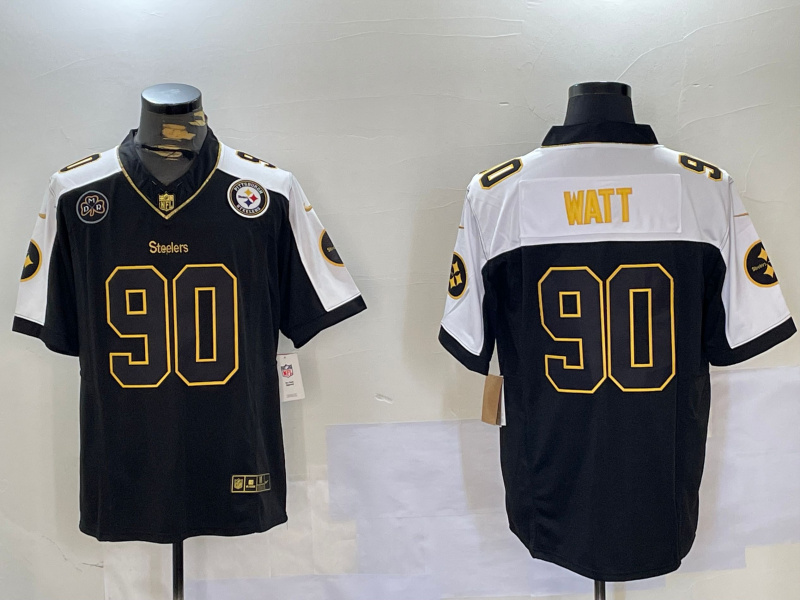 Men's Nike Pittsburgh Steelers #90 T. J. Watt Black Team Color Stitched NFL Vapor Untouchable Limited Jersey 2 Men's Nike Pittsburgh Steelers #90 T. J. Watt Black Team Color Stitched NFL Vapor Untouchable Limited Jersey 2
