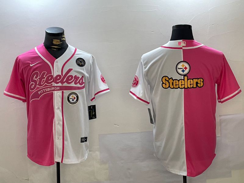 Men's Pittsburgh Steelers Big Logo 2024 Arctic Red White Salute To Service Stitched Baseball Jersey 8 Men's Pittsburgh Steelers Big Logo 2024 Arctic Red White Salute To Service Stitched Baseball Jersey 8