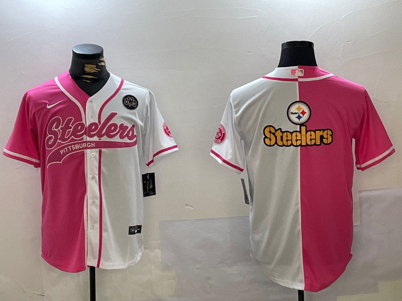 Men's Pittsburgh Steelers Big Logo 2024 Arctic Red White Salute To Service Stitched Baseball Jersey 7 Men's Pittsburgh Steelers Big Logo 2024 Arctic Red White Salute To Service Stitched Baseball Jersey 7