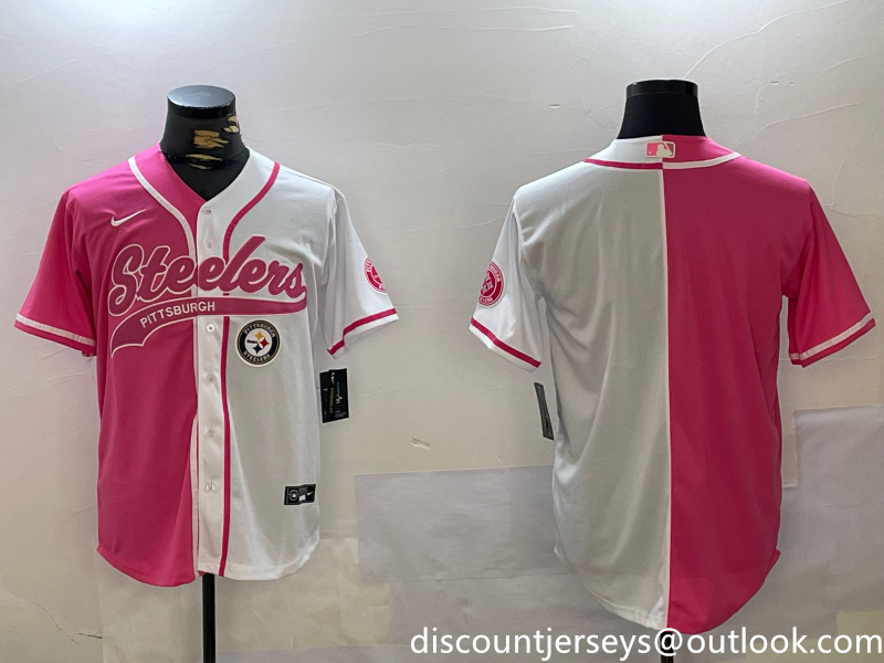 Men's Pittsburgh Steelers Blank 2024 Arctic Red White Salute To Service Stitched Baseball Jersey 2