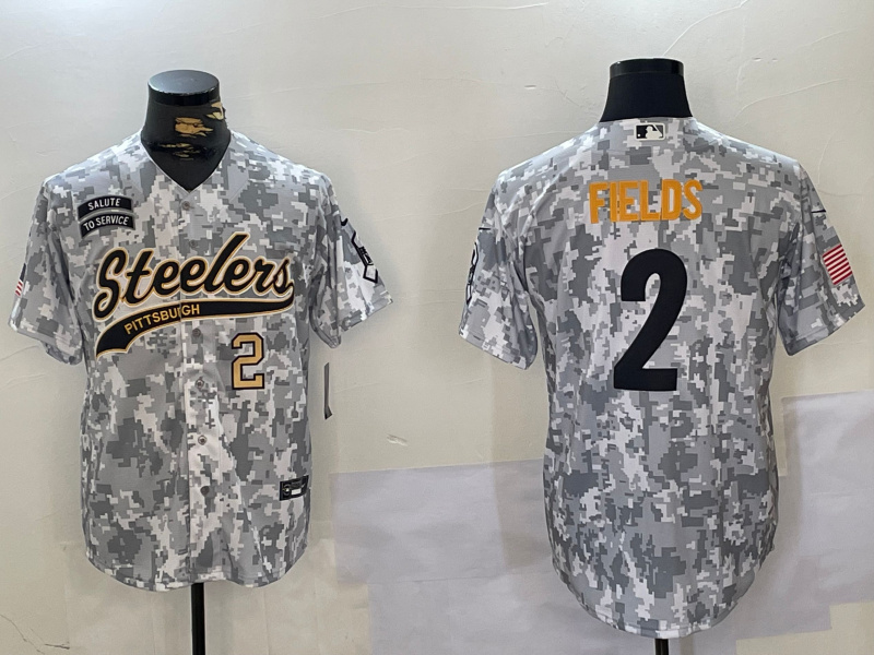 Men's Pittsburgh Steelers #2 Justin Fields 2024 Arctic Camo Salute To Service Stitched Baseball Jersey 2 Men's Pittsburgh Steelers #2 Justin Fields 2024 Arctic Camo Salute To Service Stitched Baseball Jersey 2