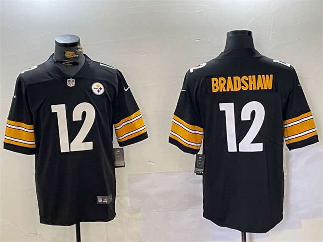 Men's Pittsburgh Steelers #12 Terry Bradshaw Black Vapor Untouchable Limited Stitched Football Jersey Men's Pittsburgh Steelers #12 Terry Bradshaw Black Vapor Untouchable Limited Stitched Football Jersey