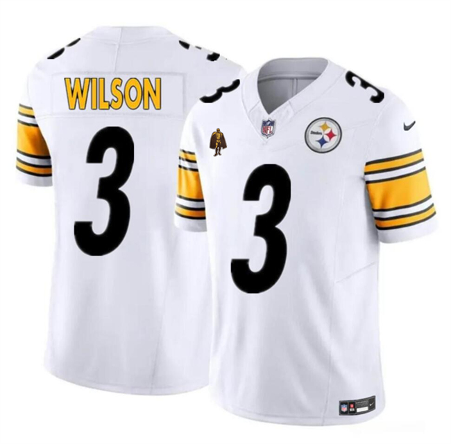 Men's Pittsburgh Steelers #3 Russell Wilson White F.U.S.E. With Walter Payton Patch Vapor Untouchable Limited Stitched Jersey Men's Pittsburgh Steelers #3 Russell Wilson White F.U.S.E. With Walter Payton Patch Vapor Untouchable Limited Stitched Jersey