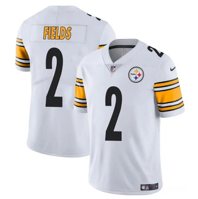 Men's Pittsburgh Steelers #2 Justin Fields White Vapor Untouchable Limited Stitched Jersey Men's Pittsburgh Steelers #2 Justin Fields White Vapor Untouchable Limited Stitched Jersey