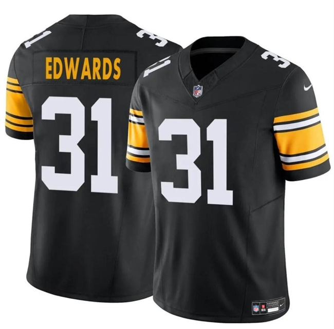 Men's Pittsburgh Steelers #31 Daijun Edwards Black 2024 F.U.S.E. Alternate Vapor Untouchable Limited Stitched Jersey Men's Pittsburgh Steelers #31 Daijun Edwards Black 2024 F.U.S.E. Alternate Vapor Untouchable Limited Stitched Jersey