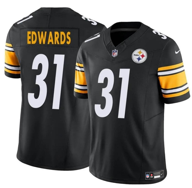 Men's Pittsburgh Steelers #31 Daijun Edwards Black 2024 F.U.S.E. Vapor Untouchable Limited Stitched Jersey Men's Pittsburgh Steelers #31 Daijun Edwards Black 2024 F.U.S.E. Vapor Untouchable Limited Stitched Jersey