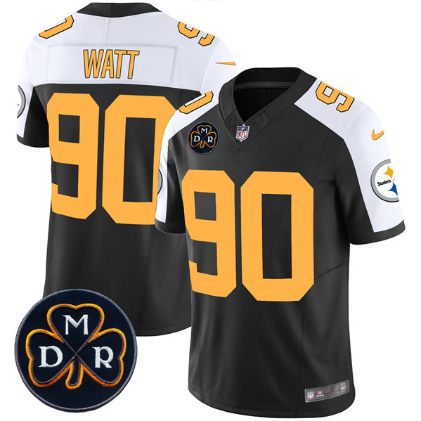 Men's Pittsburgh Steelers #90 T. J. Watt Black F.U.S.E. DMR Patch Untouchable Limited Stitched Football Jersey Men's Pittsburgh Steelers #90 T. J. Watt Black F.U.S.E. DMR Patch Untouchable Limited Stitched Football Jersey