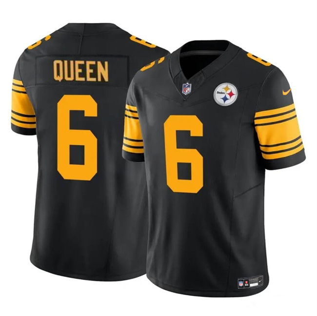 Men's Pittsburgh Steelers #6 Patrick Queen Black 2023 F.U.S.E. Color Rush Vapor Untouchable Limited Football Stitched Jersey Men's Pittsburgh Steelers #6 Patrick Queen Black 2023 F.U.S.E. Color Rush Vapor Untouchable Limited Football Stitched Jersey