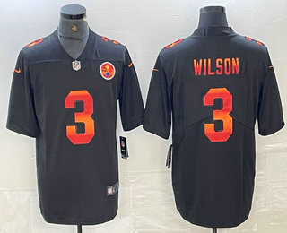 Men's Pittsburgh Steelers #3 Russell Wilson Black Red Orange Stripe Vapor Limited Nike NFL Jersey Men's Pittsburgh Steelers #3 Russell Wilson Black Red Orange Stripe Vapor Limited Nike NFL Jersey