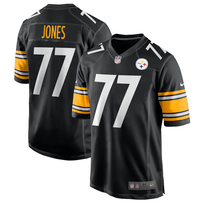 Men's Pittsburgh Steelers #77 Broderick Jones Black Stitched Game Jersey Men's Pittsburgh Steelers #77 Broderick Jones Black Stitched Game Jersey