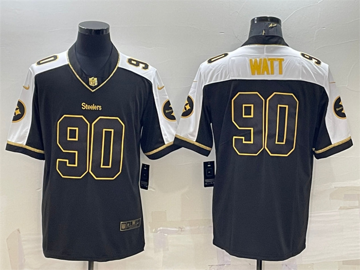 Men's Pittsburgh Steelers #90 T. J. Watt Black Gold Thanksgiving Vapor Untouchable Limited Stitched Jersey Men's Pittsburgh Steelers #90 T. J. Watt Black Gold Thanksgiving Vapor Untouchable Limited Stitched Jersey