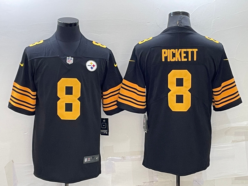 Men's Pittsburgh Steelers #8 Kenny Pickett Black Color Rush Stitched Jersey Men's Pittsburgh Steelers #8 Kenny Pickett Black Color Rush Stitched Jersey