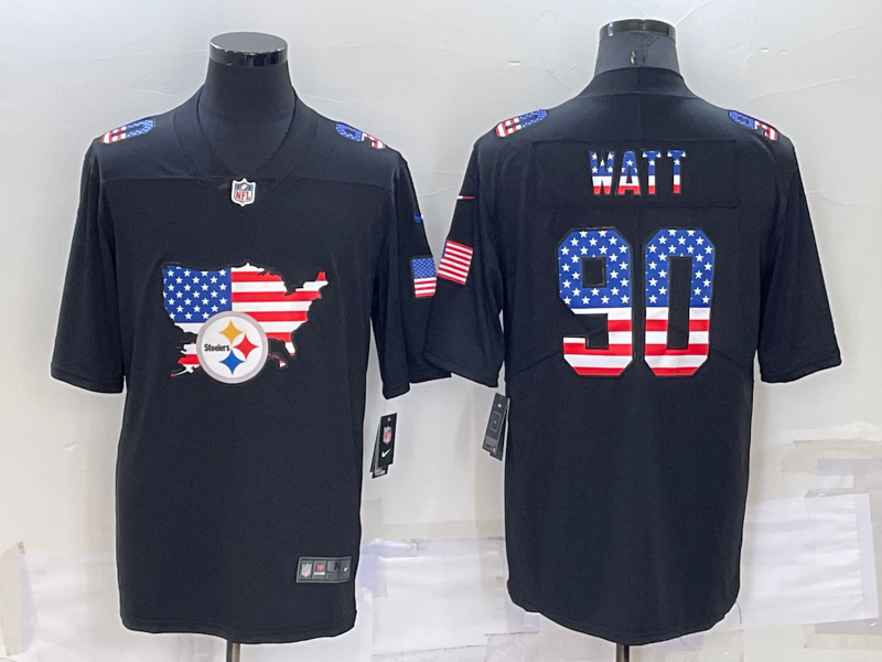 Men's Pittsburgh Steelers #90 T.J. Watt Black USA Flag Limited Stitched Jersey Men's Pittsburgh Steelers #90 T.J. Watt Black USA Flag Limited Stitched Jersey