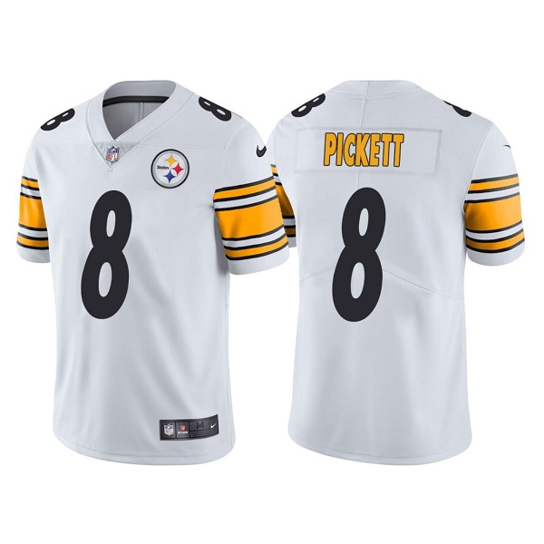 Men's Pittsburgh Steelers #8 Kenny Pickett White Vapor Untouchable Limited Stitched Jersey Men's Pittsburgh Steelers #8 Kenny Pickett White Vapor Untouchable Limited Stitched Jersey