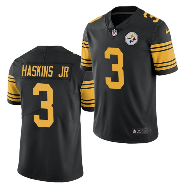 Men's Pittsburgh Steelers #3 Dwayne Haskins Jr. Black Color Rush Limited Stitched Jersey Men's Pittsburgh Steelers #3 Dwayne Haskins Jr. Black Color Rush Limited Stitched Jersey