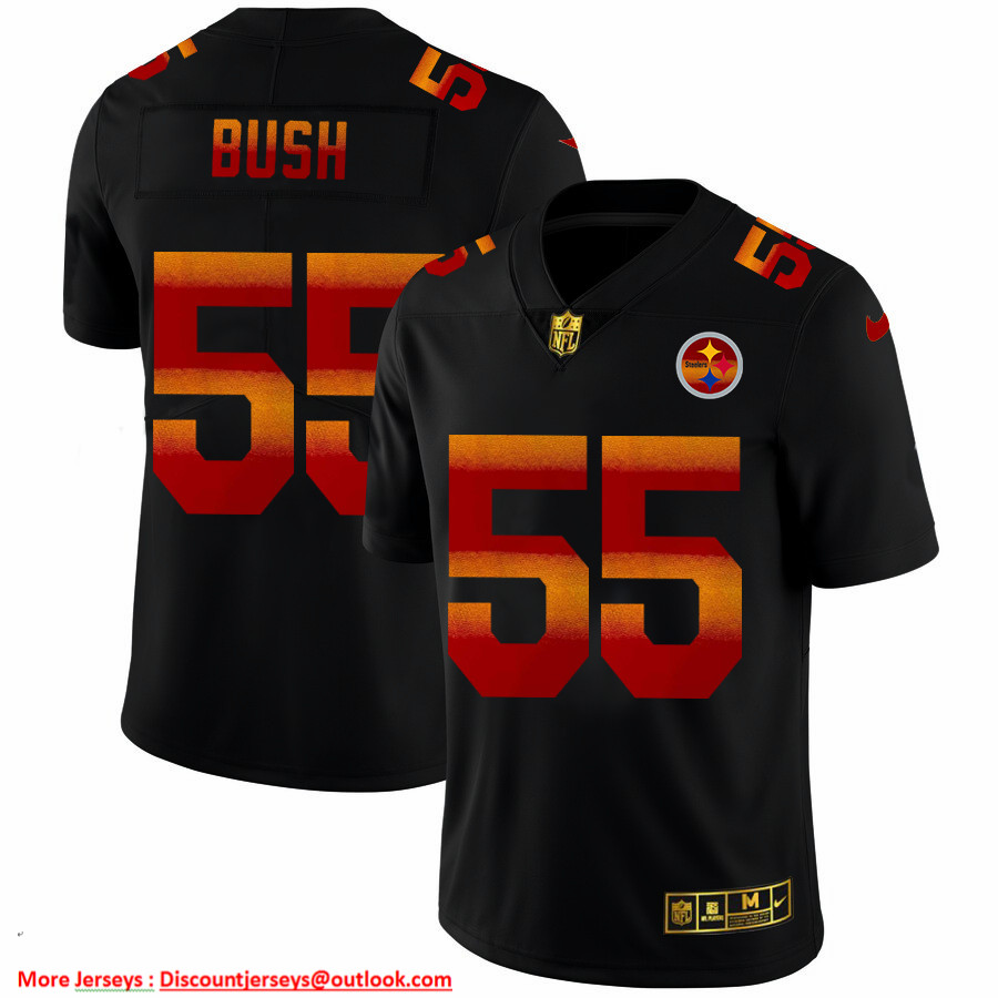 Pittsburgh Steelers #55 Devin Bush Men's Black Nike Red Orange Stripe Vapor Limited NFL Jersey Pittsburgh Steelers #55 Devin Bush Men's Black Nike Red Orange Stripe Vapor Limited NFL Jersey