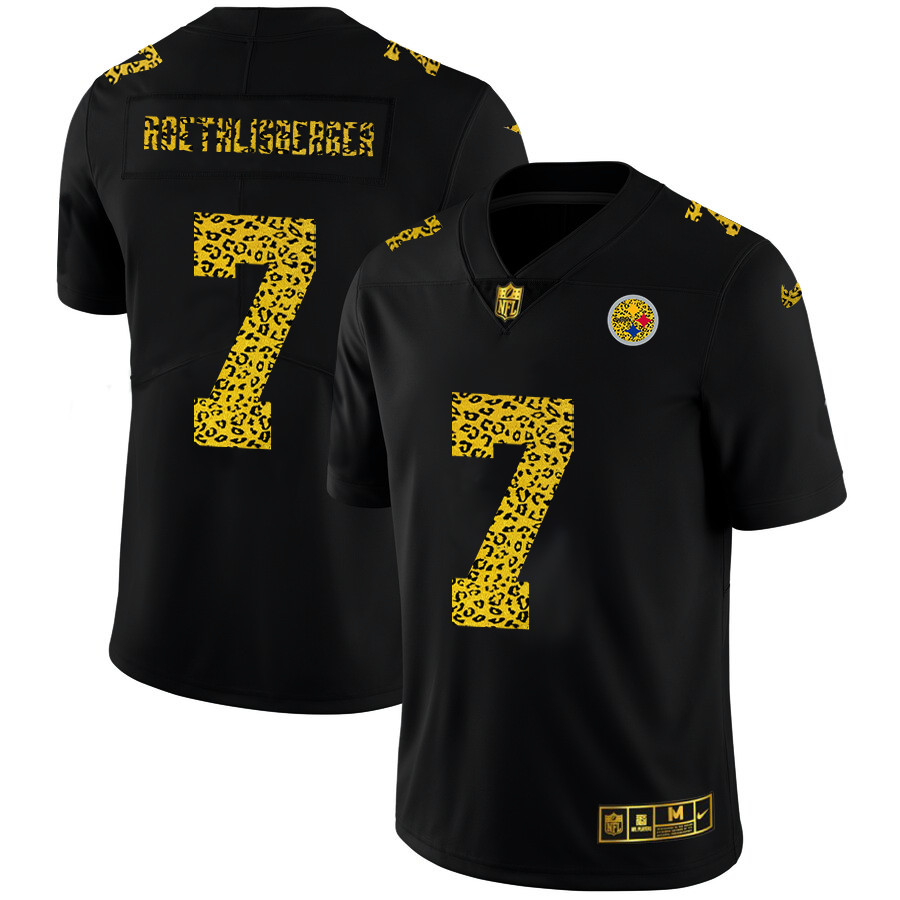 Pittsburgh Steelers #7 Ben Roethlisberger Men's Nike Leopard Print Fashion Vapor Limited NFL Jersey Black Pittsburgh Steelers #7 Ben Roethlisberger Men's Nike Leopard Print Fashion Vapor Limited NFL Jersey Black