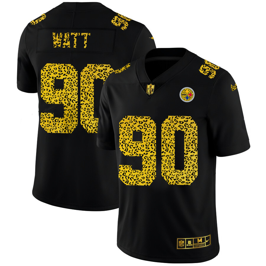 Pittsburgh Steelers #90 T.J. Watt Men's Nike Leopard Print Fashion Vapor Limited NFL Jersey Black Pittsburgh Steelers #90 T.J. Watt Men's Nike Leopard Print Fashion Vapor Limited NFL Jersey Black