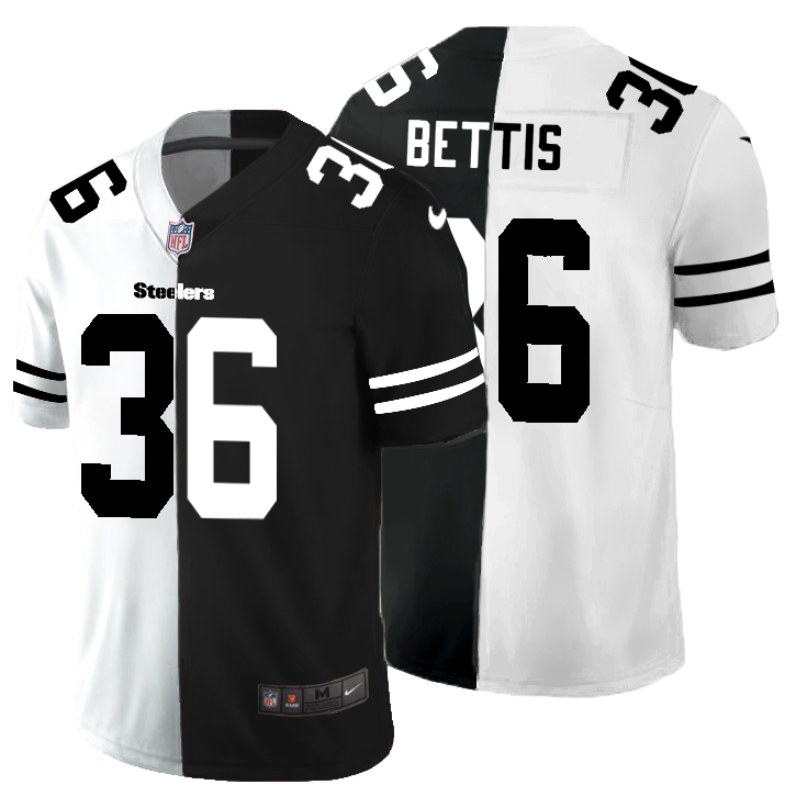 Pittsburgh Steelers #36 Jerome Bettis Men's Black V White Peace Split Nike Vapor Untouchable Limited NFL Jersey Pittsburgh Steelers #36 Jerome Bettis Men's Black V White Peace Split Nike Vapor Untouchable Limited NFL Jersey