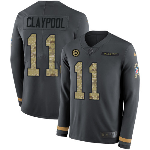 Nike Steelers #11 Chase Claypool Anthracite Salute to Service Men's Stitched NFL Limited Therma Long Sleeve Jersey Nike Steelers #11 Chase Claypool Anthracite Salute to Service Men's Stitched NFL Limited Therma Long Sleeve Jersey