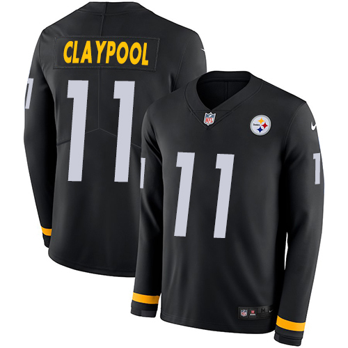 Nike Steelers #11 Chase Claypool Black Team Color Men's Stitched NFL Limited Therma Long Sleeve Jersey Nike Steelers #11 Chase Claypool Black Team Color Men's Stitched NFL Limited Therma Long Sleeve Jersey