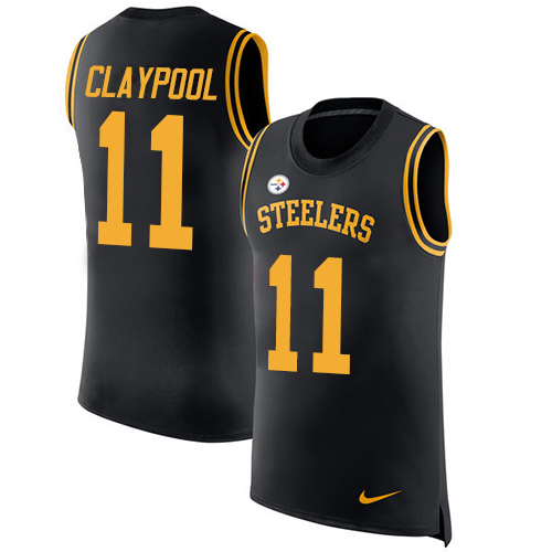 Nike Steelers #11 Chase Claypool Black Team Color Men's Stitched NFL Limited Rush Tank Top Jersey Nike Steelers #11 Chase Claypool Black Team Color Men's Stitched NFL Limited Rush Tank Top Jersey