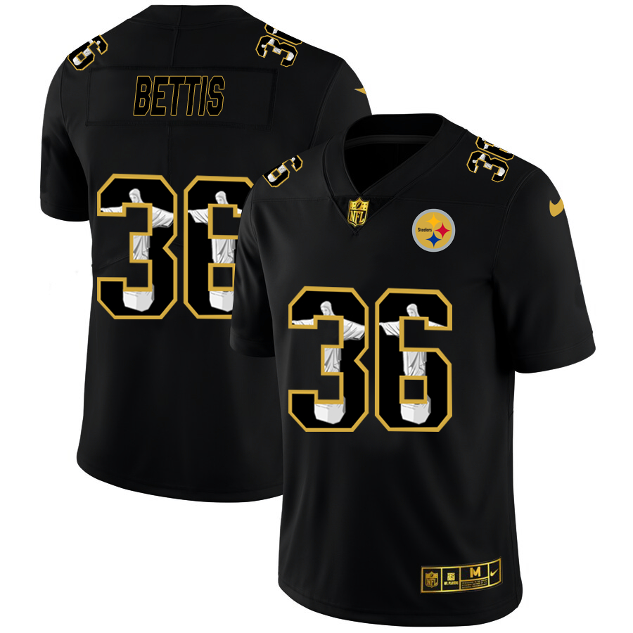 Nike Steelers 36 Jerome Bettis Black Jesus Faith Edition Limited Jersey Nike Steelers 36 Jerome Bettis Black Jesus Faith Edition Limited Jersey