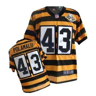 Steelers #43 troy polamalu yellow black 80th throwback jerseys Steelers #43 troy polamalu yellow black 80th throwback jerseys